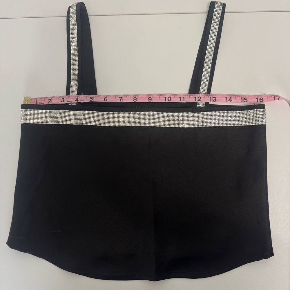NWT Forever 21 black and rhinestone 2 piece cami and pants size S - Picture 9 of 16